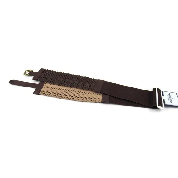 Nautica Belt Womens Accessories Braided Stretch Belt Brown Size Medium New - Picture 3 of 9